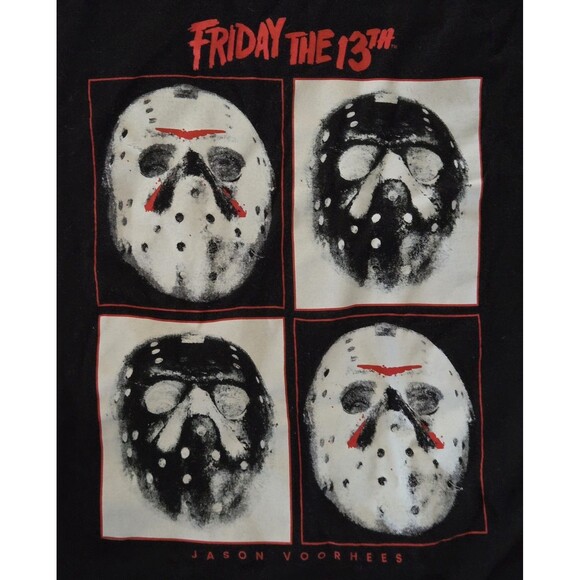 Mens Friday the 13th Black T-Shirt XL Horror Movie Jason Voorhees Graphic Tee - Picture 2 of 6